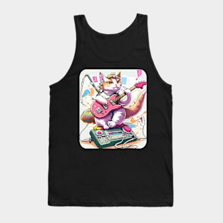 Funny Cat Playing Guitar - Love Cats Tank Top